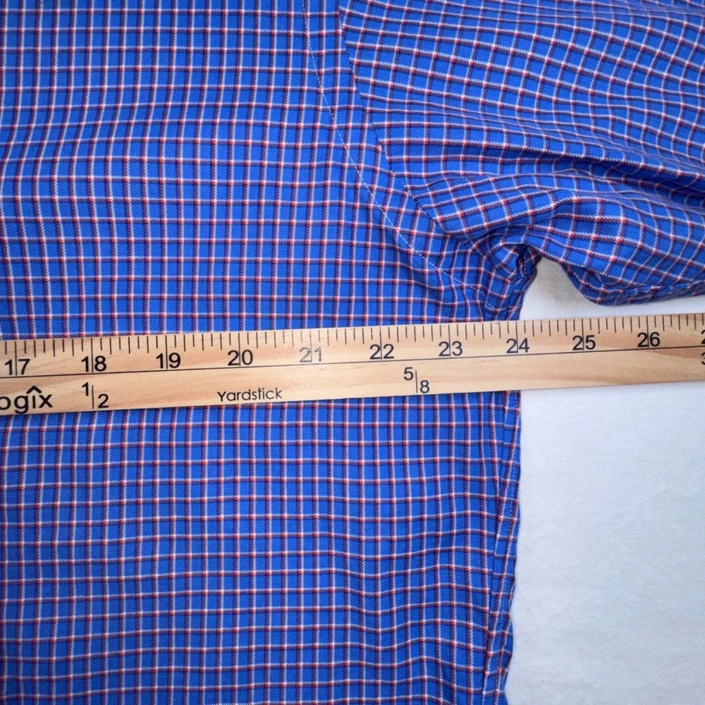 Ralph Lauren Button Down Shirt Mens M Blue Orange Plaid Classic Fit Long Sleeve